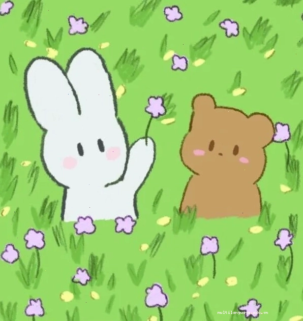 Meme tặng hoa cute với hình ảnh nhân vật ngộ nghĩnh
