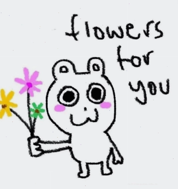Meme tặng hoa với nhân vật hoạt hình cute