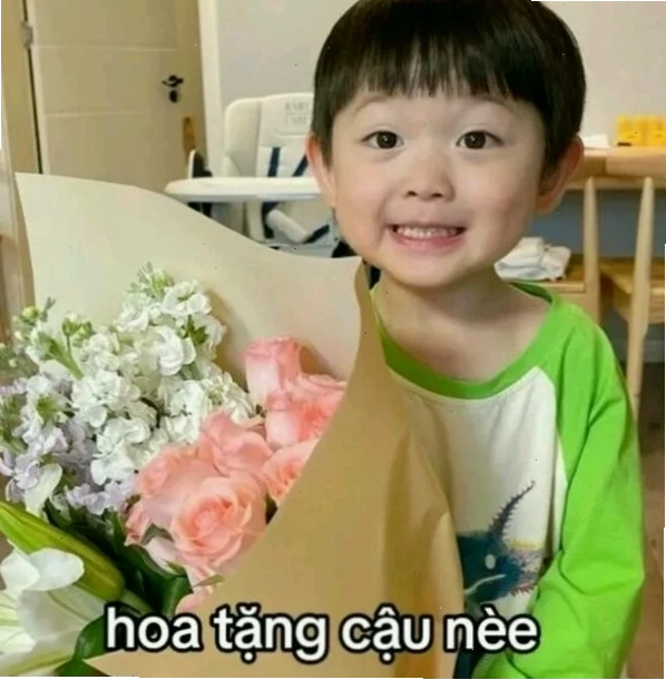 Meme tặng hoa với thông điệp dễ thương và ý nghĩa