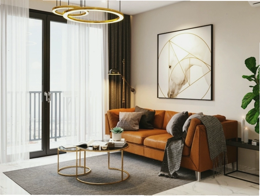 Phòng khách chung cư nhỏ được trang trí đơn giản nhưng tinh tế