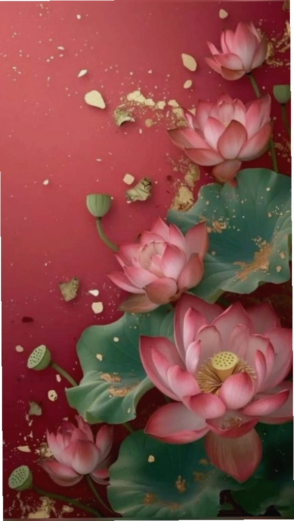 Sen nở rộ trên nền đỏ quyền quý