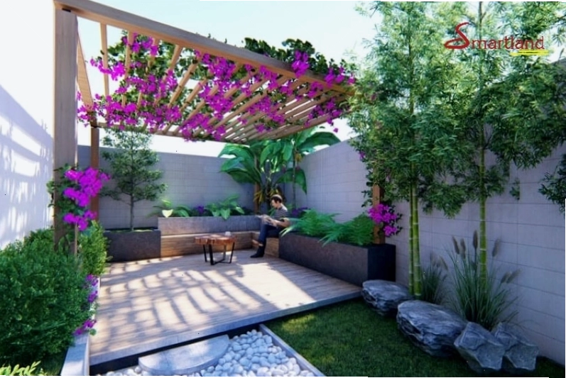 Sử dụng đá và sỏi để tạo lối đi trong sân vườn đẹp