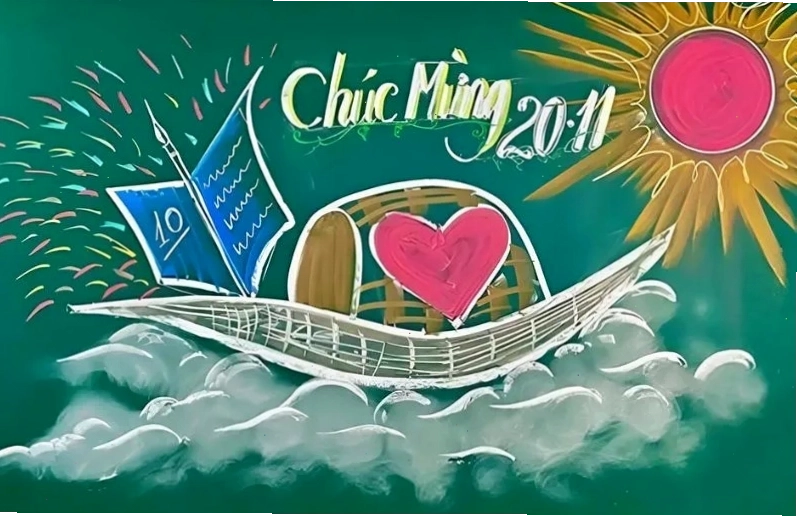 Trang trí lớp học 20/11 với backdrop chụp ảnh nghệ thuật