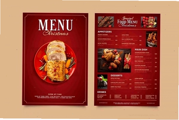 Trang trí mẫu menu đồ ăn cho nhà hàng với các họa tiết vintage
