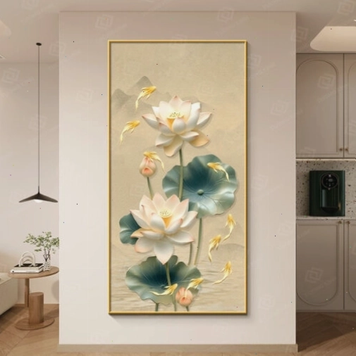 Tranh hoa sen 3D nghệ thuật