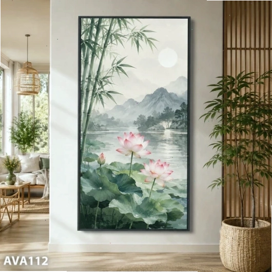 Tranh Sen Trúc Núi Xa - AVA112