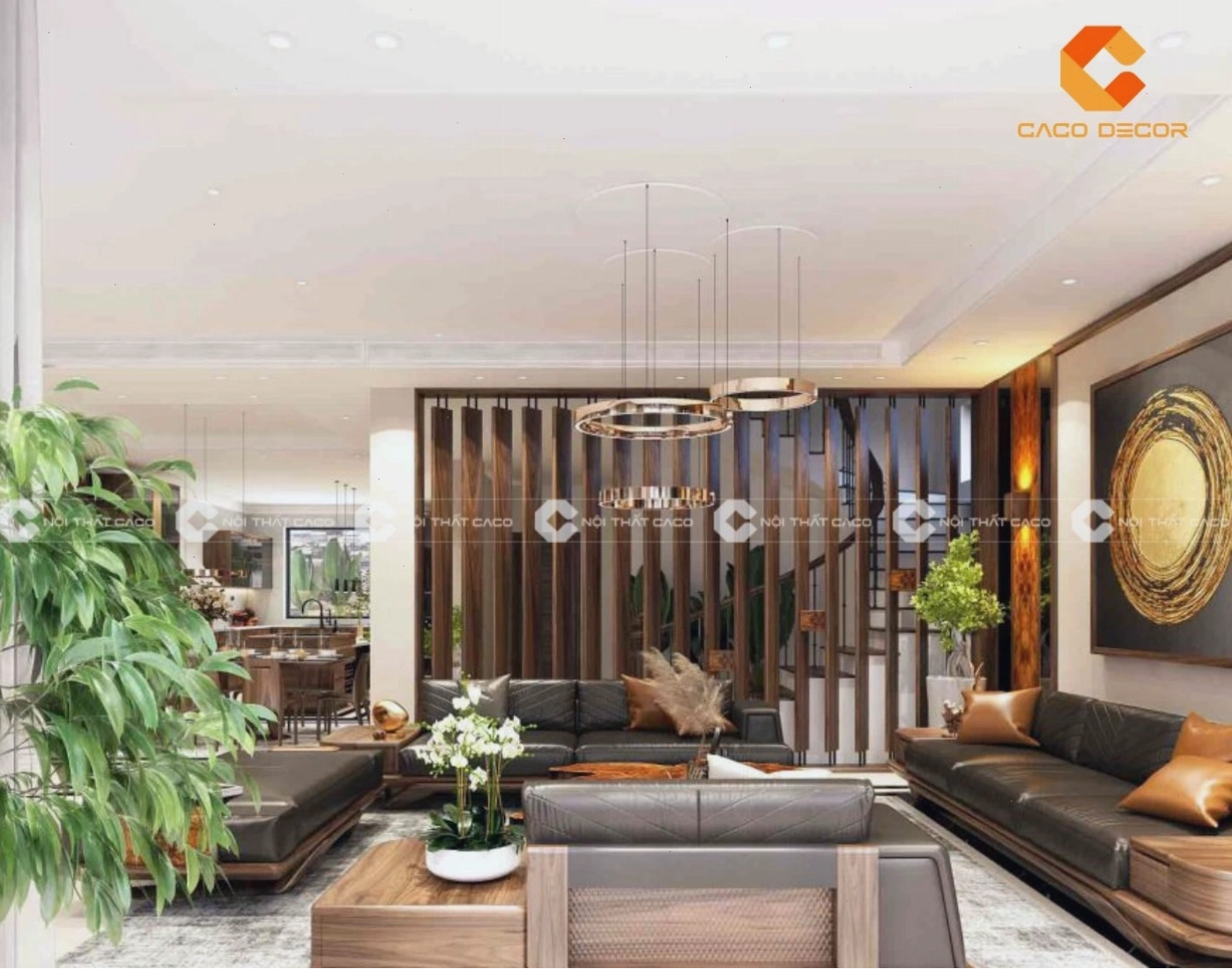 Vách ngăn trang trí cầu thang đẹp mắt, tạo điểm nhấn cho không gian
