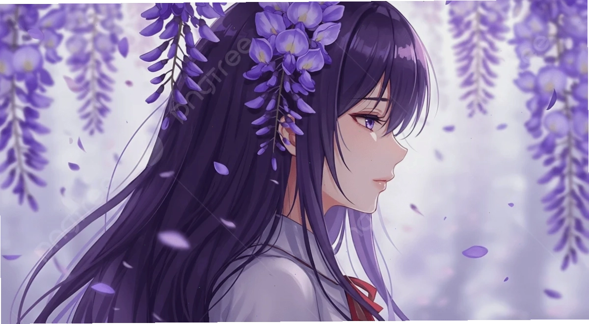 Ảnh anime girl tóc tím đẹp nhất toát lên vẻ bí ẩn và quyền lực