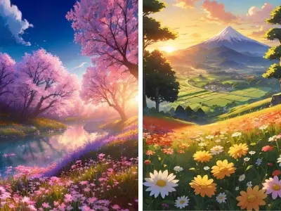 Ảnh thiên nhiên anime lãng mạn với cảnh sắc nhẹ nhàng