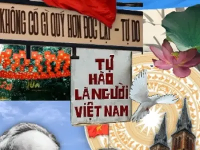 Ảnh lá cờ Việt Nam tung bay giữa trời xanh đầy kiêu hãnh
