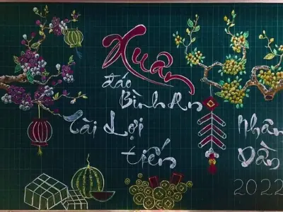 Trang trí bảng Tết sáng tạo làm không gian thêm rực rỡ