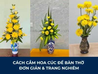 Bí quyết cắm hoa cúc đẹp và ý nghĩa trên bàn thờ ngày Tết 2026