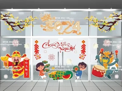 Decal Trang Trí Cửa Kính Tết 2026: Điểm Nhấn Độc Đáo Cho Không Gian Xuân