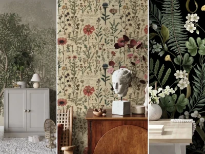 Elevating your workspace with vintage botanical print wallpaper for home office